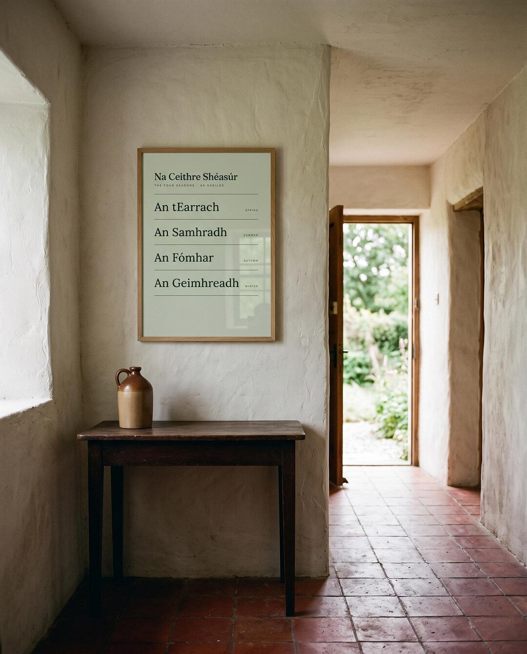 Na Ceithre Shéasúr print in a room setting