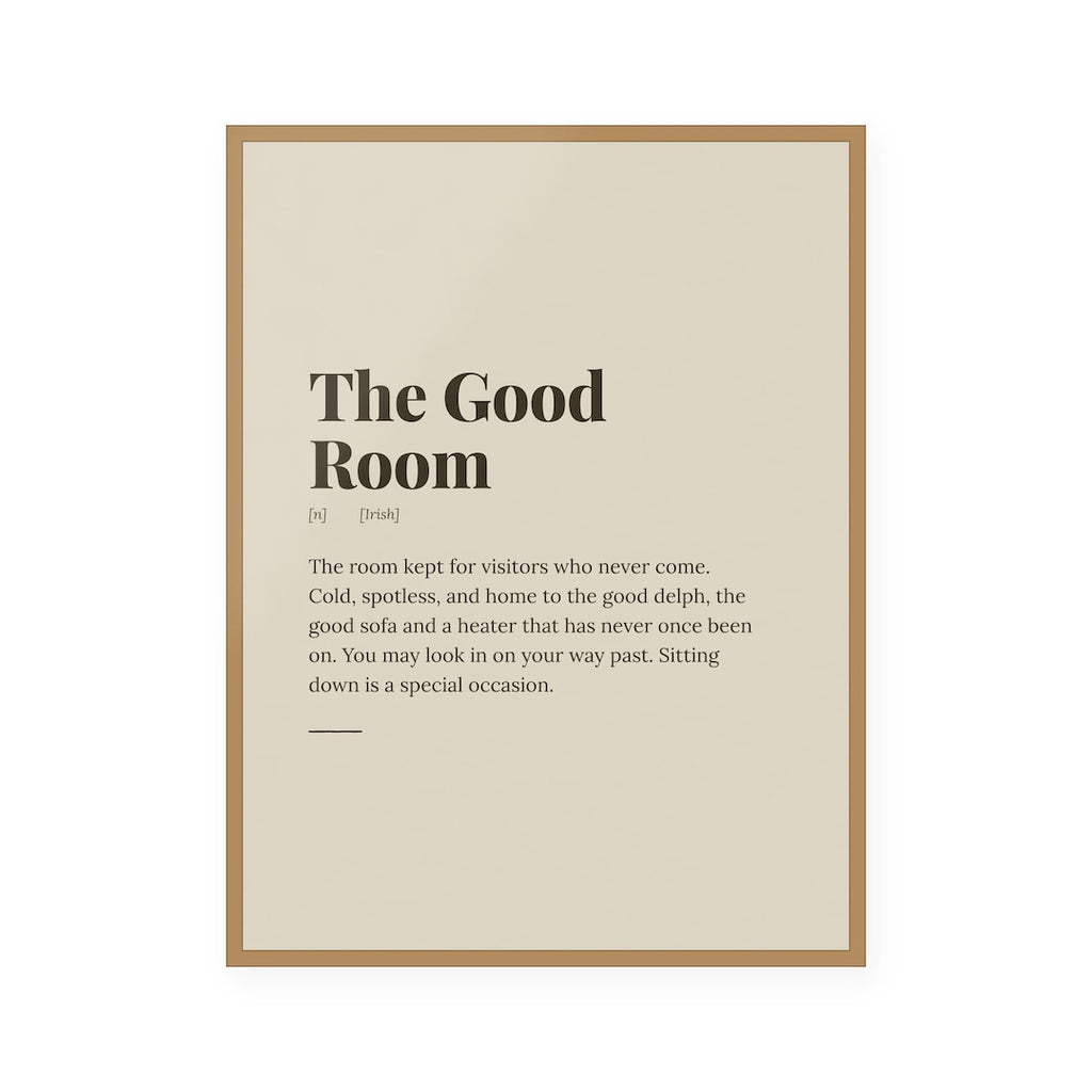 The Good Room — Irish slang definition print in warm mustard
