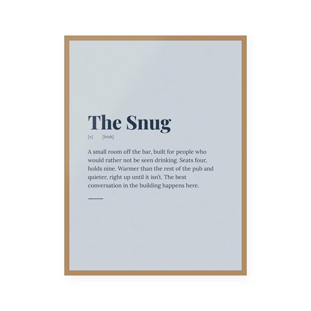 The Snug — Irish pub slang definition print in warm clay