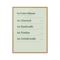 Na Ceithre Shéasúr — Irish language four seasons print in sage
