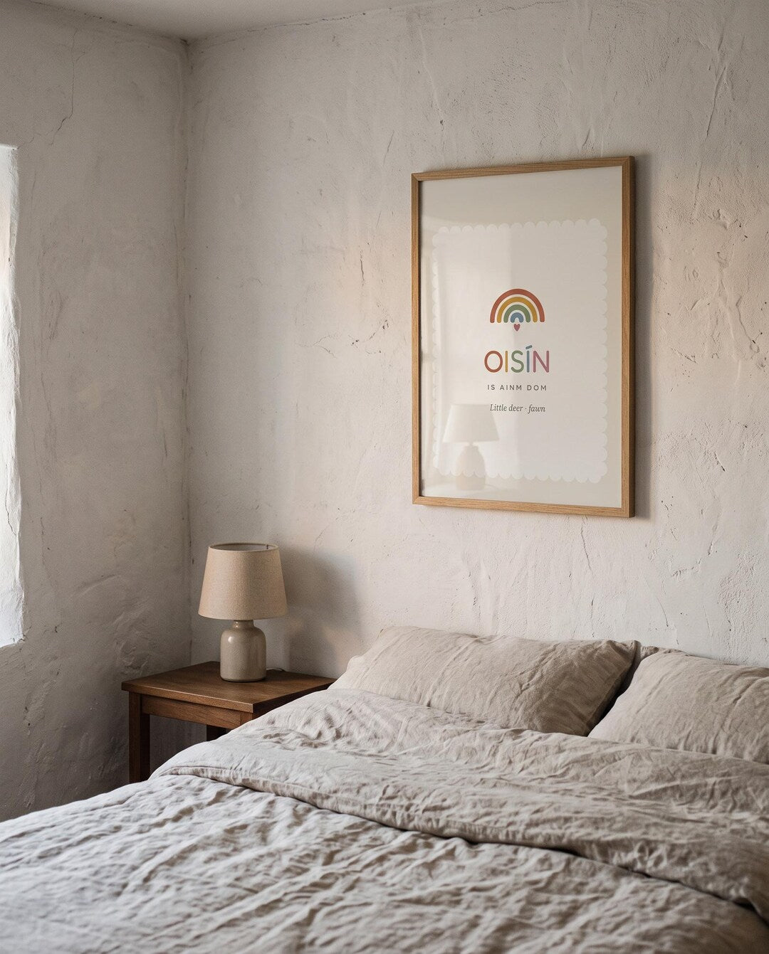 Oisín nursery print in a nursery setting