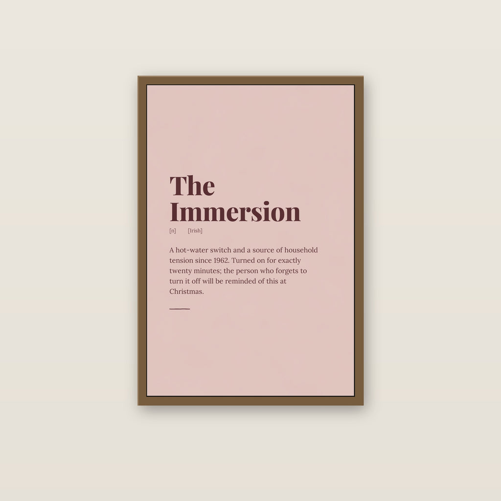 The Immersion print in an oak frame on a wall