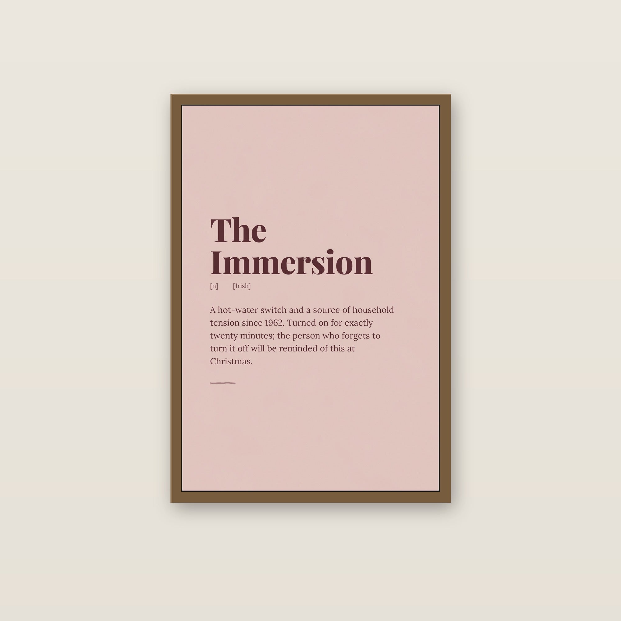 The Immersion print in an oak frame on a wall