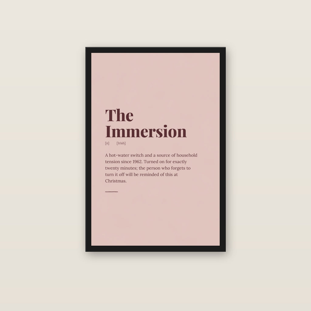 The Immersion print in a black frame on a wall