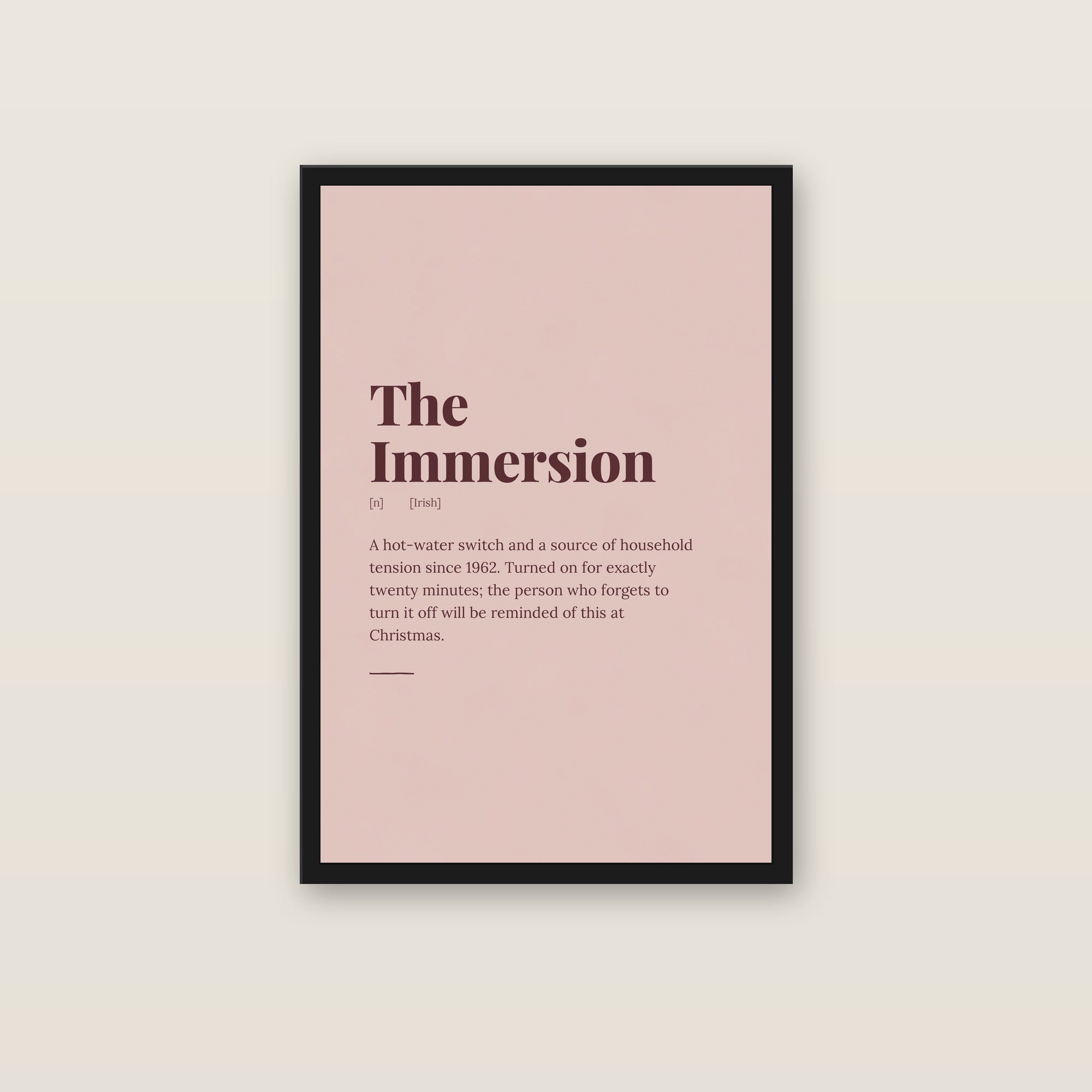 The Immersion print in a black frame on a wall