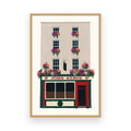 John Kehoe Dublin illustrated pub print in a slim oak frame on a white background
